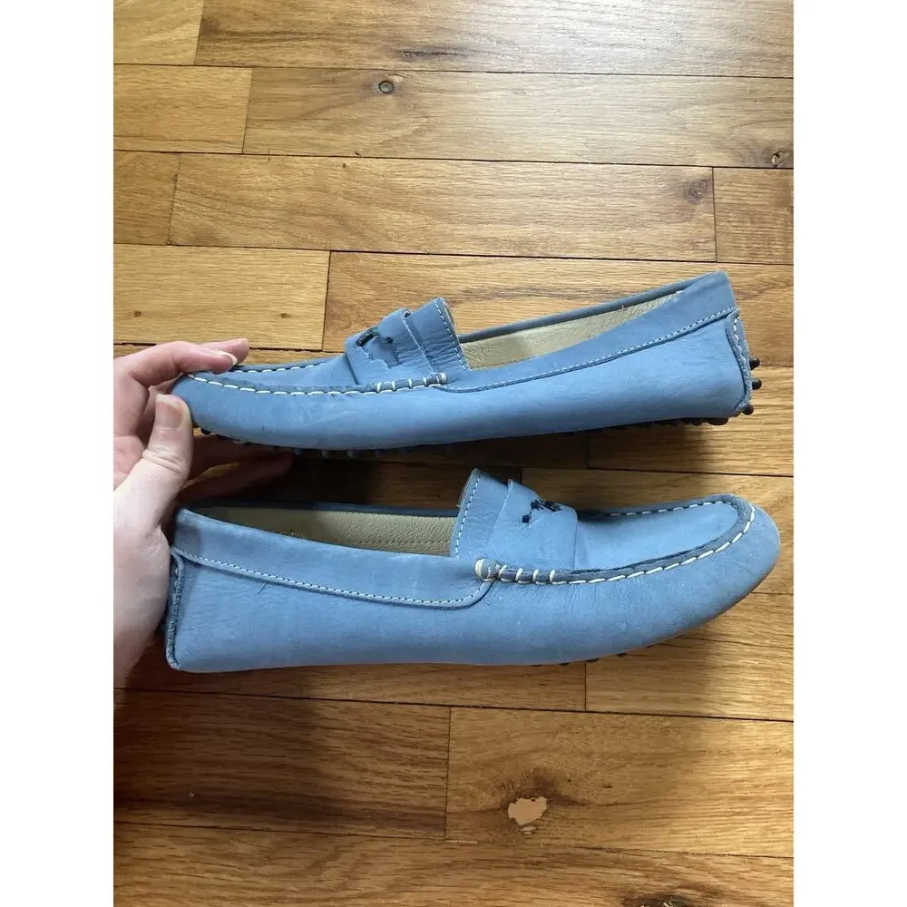 Laurent Effel St Barth Mens Blue Nubuck Moc Toe Loafer Shoes Size EUR 40